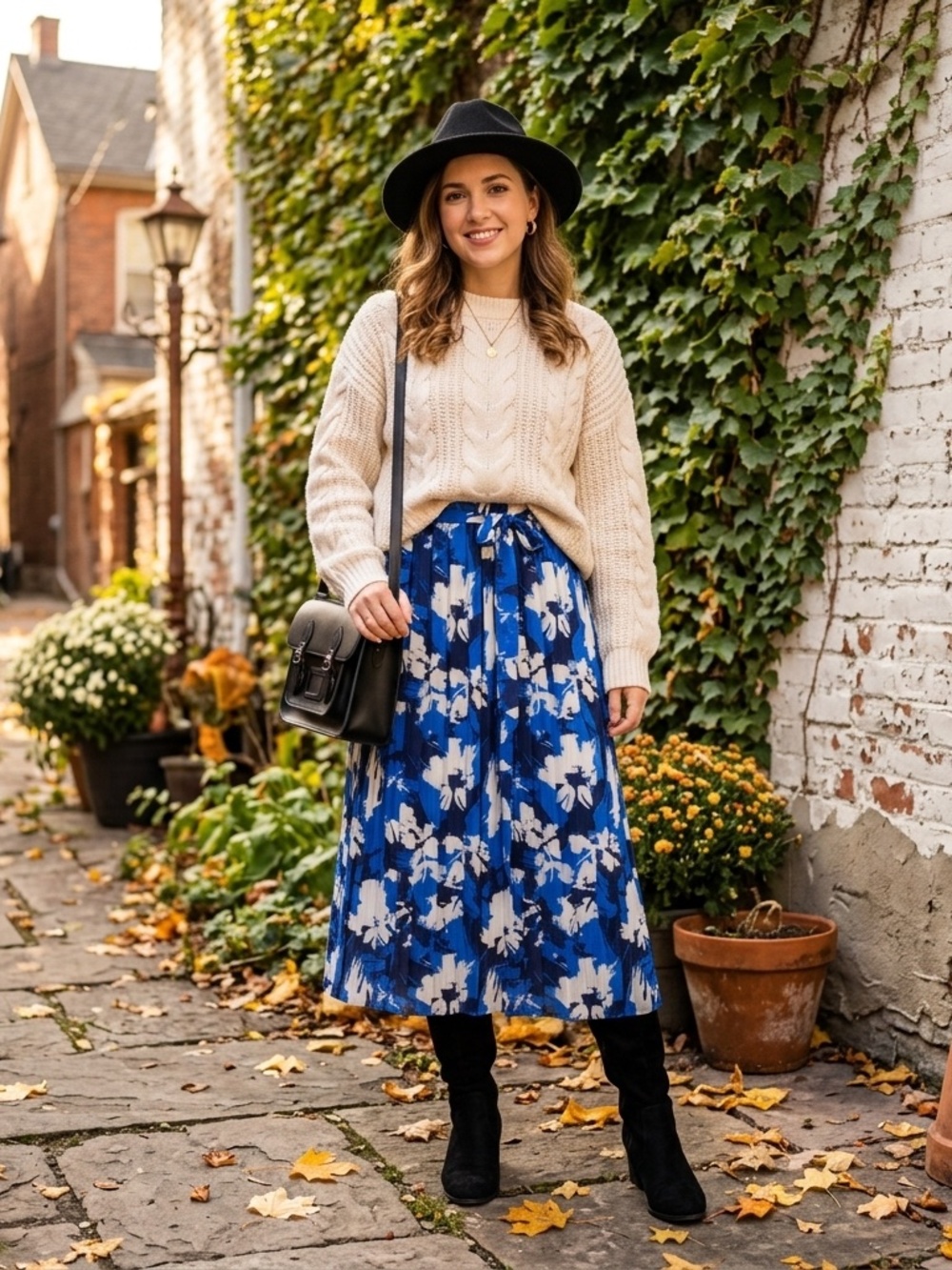 NWT Joie Blue Feminine Floral Pleated Maxi Skirt XL